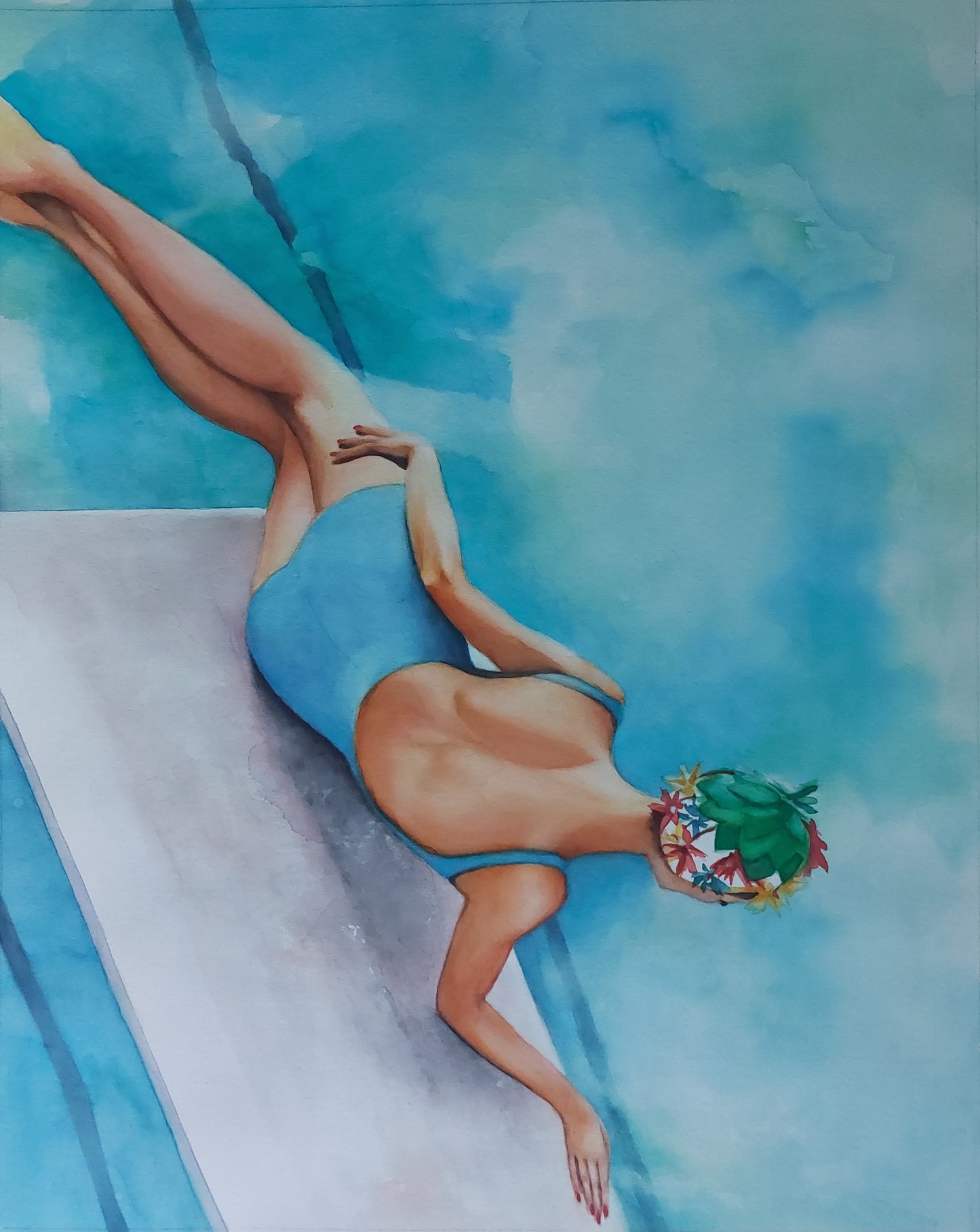 Aquarelle "La nageuse" réf#23